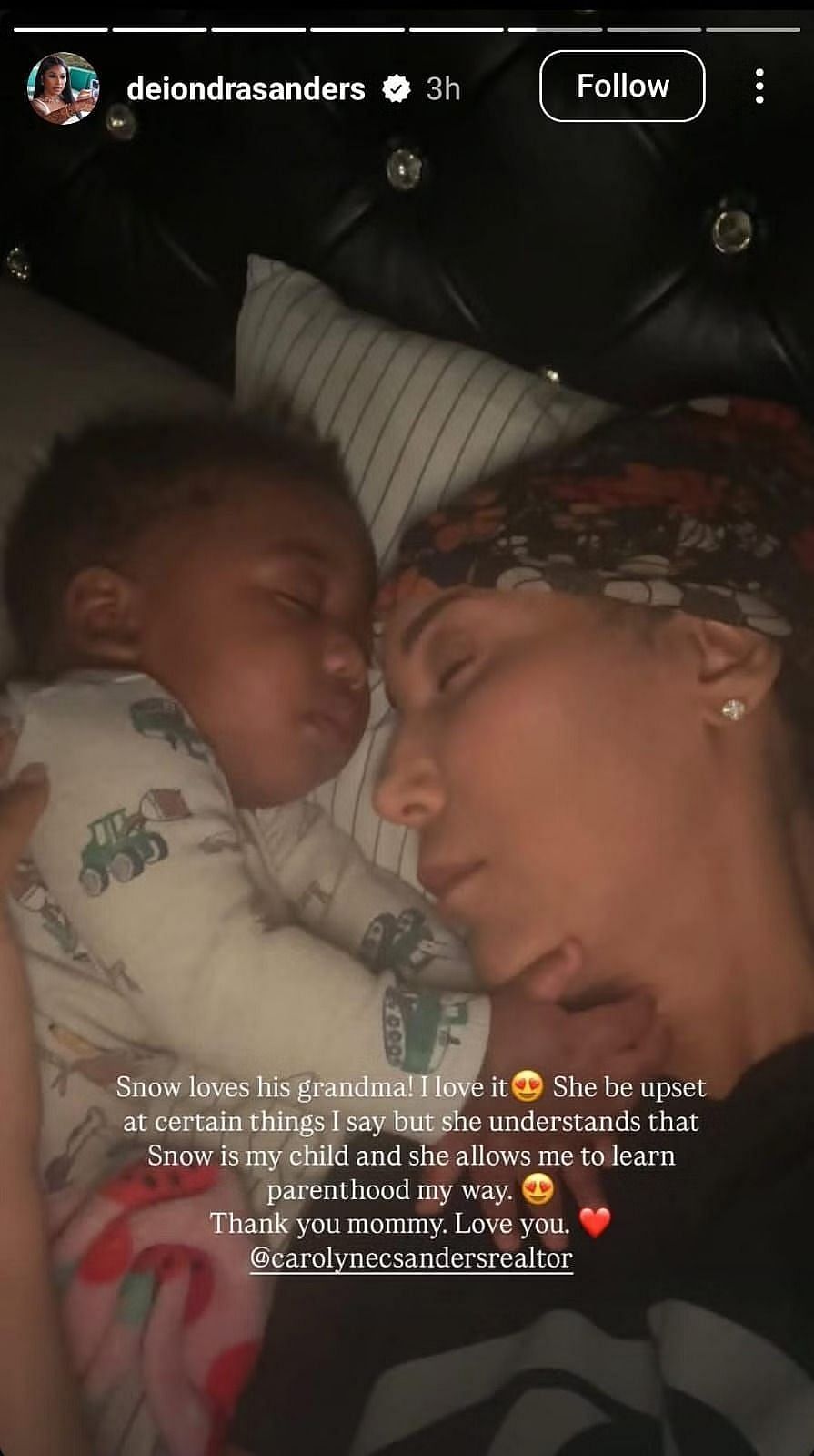 @deiondrasanders' Instagram story